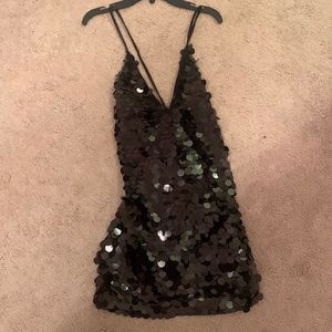 Black sequin mini dress